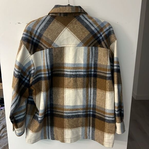 Zara Wool-Blend Plaid Overshirt Shacket Size XS - Picture 6 of 9